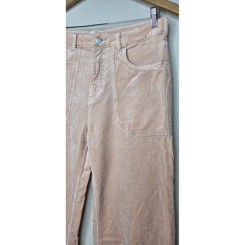 Pilcro Rylan Velvet High-Rise Flare Jeans Pink Women 28x35 Tall Boho Western - Picture 4 of 9